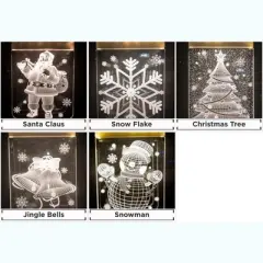 5 Star Super Deals 5 Christmas Window Light Decoration 3D LED Acrylic Hanging Decor w/ Icicle Strings - Santa, Snowflake, Snowman,Tree & Jingle Bells