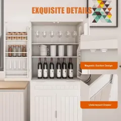 71" Tall Freestanding Pantry Cabinet with Drawer, 2 Cabinets & 6 Door Shelves, Adjustable Storage Cupboard for Kitchen, Bathroom, Living Room