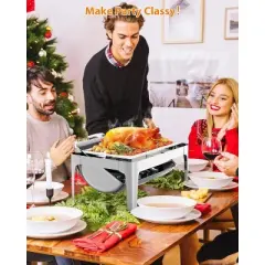 Roll Top Chafing Dish Buffet Set, 9QT Rectangular Stainless Steel Catering Food Warmer with Glass Window for Wedding, Parties, Banquet, Full Size Pan