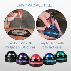 Core Products Omni Massage Ball Manual Roller Massager for Self Massage Therapy Tool, Black Cap - Blue