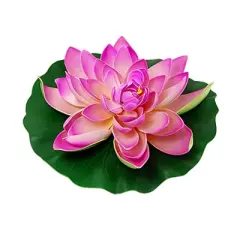 Unique Bargains Aquarium Landscaping Green Leaf Lotus Flower Decor