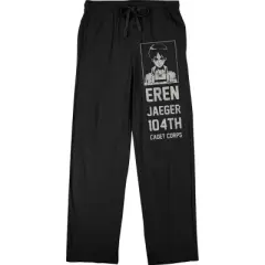 Attack On Titan Eren Jaeger Men's Black Sleep Pajama Pants