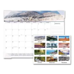 Landscape Panoramic Desk Pad, Landscapes Photography, 22 x 17, White Sheets, Clear Corners, 12-Month (Jan to Dec): 2026