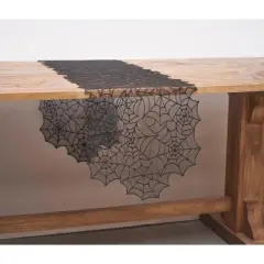 C&F Home Spider Webb Halloween Reversible Translucent Decorative Table Runner 12" x 68"