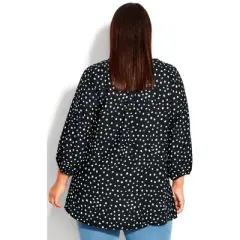 Women's Plus Size Meila Zip Print Top - black spot | EVANS