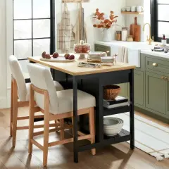 Wood Kitchen Island Table with Storage Black/Natural - Hearth & Hand&trade; with Magnolia