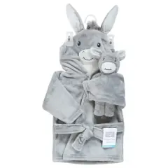 Hudson Baby Plush Bathrobe and Toy Set, Donkey, One Size