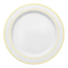 Smarty Had A Party 6" White w/ Gold Edge Rim Plastic Pastry Plates - 120 pcs