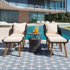 GlasFlength Patio Seating Sets, Step into a World of Comfort and Style, Perfect for Creating Ideal Backyard Retreat, Beige, 23.2"*21.7"*31.5"
