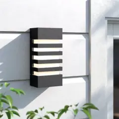 C Cattleya 9.75 in. Black Die-Cast Aluminum LED Outdoor Wall Lantern Sconce