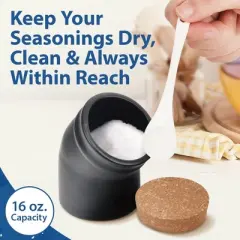 Impresa [2 Pack] Salt Pig for Convenient Access to Seasoning - Wide Mouth - Dishwasher Safe and Scratch Resistant - Charcoal