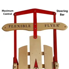 Paricon Flexible Flyer Metal Runner Steel and Wood 54 Inch Long Snow Slider Sled with Steering Bar and Triple Knee Construction, Red