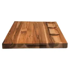 EcoDecors 24x18 Reversible FSC Teak Cutting Board with Juice Groove