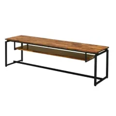 67" Jurgen TV Stand for TVs up to 65" Oak/Black Metal - Acme Furniture