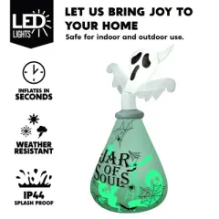 Joyfy 6FT Halloween Inflatable Outdoor Decoration, Inflatable Ghost in The Jar with Projecting for Halloween Party Outdoor Garden Lawn Yard Decoration