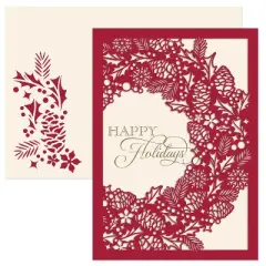 Masterpiece Studios Holiday Collection Laser-Cut Cards 10 Cards/Envelopes, Wreath , 5" x 7"