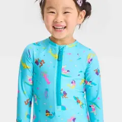 Toddler Girls' Sealife One Piece Swimsuit - Cat & Jack&trade; Turquoise Blue