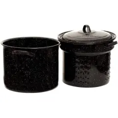 Granite ware 7.5-quart Blancher 3-piece set stock pot-Black