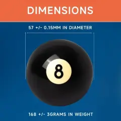 GSE 2-1/4" Regulation Size Billiard #8 Pool Ball or Standard Cue Ball Replacement Ball