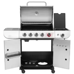 RoyalGourmet 5 Burner Gas Grill with Sear Burner and Side Burner Silver