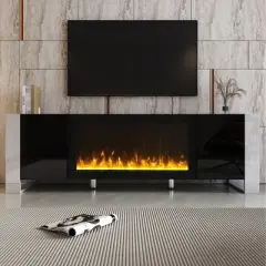 NicBex 68.1 Inch Fireplace TV Stand for TVs Up to 78",Media Entertainment Center Console Table with 34.2"Electric Fireplace Insert