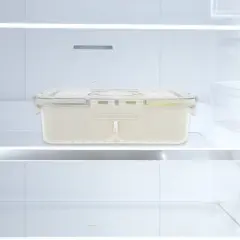 Unique Bargains Rectangle Fridge Food Storage Containers 2 Compartment White Transparent 1 Set