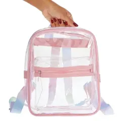 Clear Mini Backpack with Front Pocket and Tie Dye Straps, Transparent Backpack for Concerts, Sporting Events (9 x 5 x 11 In)