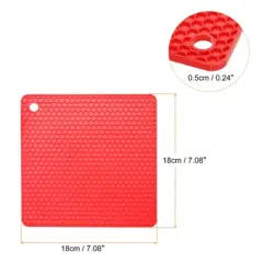 Unique Bargains Heat Resistant Non-Slip Flexible Durable Trivet Mat Red 2 Pcs