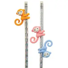 Swingy Monkey Pencil Topper Erasers (12 Pack) - Fun Functional (Approx. 1.5")