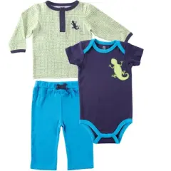 Yoga Sprout Baby Boy Cotton Layette Set, Lizard