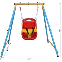 INFURNIC Baby Activity Gyms Indoor Outdoor Metal Swing Set with Safety Belt for Infants, Multicolor, 48.03"*39.76"*44.09"
