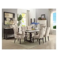 Gerardo Dining Table White Marble/Espresso Brown - Acme Furniture