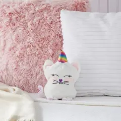 Small Reversible Caticorn Plush Toy, Lavender and White Caticorn Plushie with Rainbow Horn (6 x 12 In)