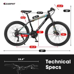 NicBex 26" Mountain Bike with Suspension for Adults & Teens,21-Speed Gears,High Carbon Steel Frame,Mechanical Disc Brake,MTB Bikes