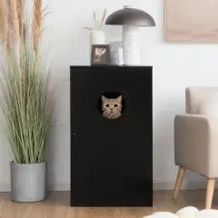 Costway 2-tier Litter Box Enclosure Furniture Hidden Cat House W/ Anti-toppling Device