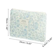 Unique Bargains Durable Medium Quilted Makeup Bag White Blue 1 Pc