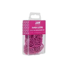 JAM Paper Colored Circular Paper Clips Round Paperclips Hot Pink Fuchsia 2187136B