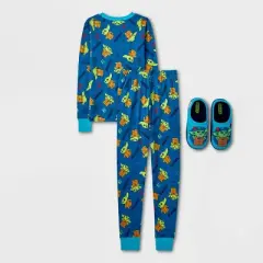 Boys' LEGO Star Wars: The Mandalorian 2pc Pajama Set with Slippers - Turquoise Blue