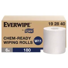 Tork Chem-Ready Wiping Rolls, 1-Ply, 12 x 5.25, White, 180 Sheets, 6 Rolls/Carton