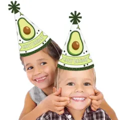 Big Dot of Happiness Hello Avocado - Cone Happy Birthday Party Hats for Kids and Adults - Set of 8 (Standard Size)