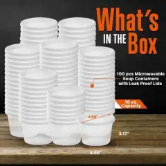 SQUATZ 32oz Microwavable Soup Containers with Airtight Lids - BPA-Free, Leak Proof, 100ct