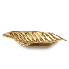 Jiallo Botanic Collection Titanium Porcelain  leaf 17.25" Gold