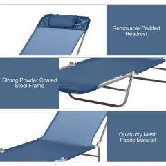 PAGED Folding Camping Chairs Pool Sun Tanning Chairs  with 6-Position Reclining Back for Camping, Garden, Pool, Patio