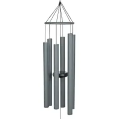 Alpine Corporation 39" Gray Tuned Aluminum Wind Chime: No Assembly, Outdoor Garden Decor, 1-Year Warranty