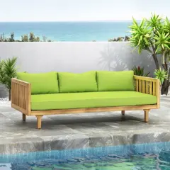 DSVIMOY Daybed, 3 Seater Daybed Conversation Set with Arms, Green, 67.5"*32"*24.25"