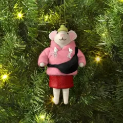 Christmas Felted Wool Mouse Ornament - Pink Jacket - Wondershop&trade;