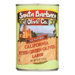 Santa Barbara Olive Co. California Pitted Green Olives Large - Case of 12/6 oz