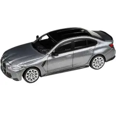 2020 BMW M3 G80 Skyscraper Gray Metallic with Black Top 1/64 Diecast Model Car by Paragon