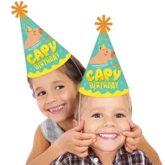 Big Dot of Happiness Capy Birthday - Cone Happy Birthday Capybara Party Hats for Kids and Adults - Set of 8 (Standard Size)