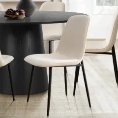 Set of 6 Modern Upholstered Dining Chairs with Fabric Seats and Metal Legs, Padded Kitchen Chairs for Table or Dining Room-Maison Boucle